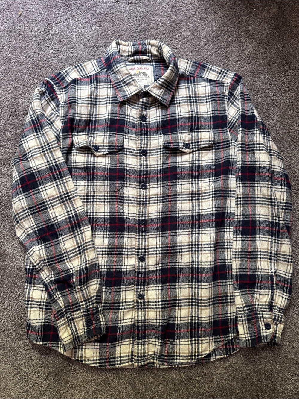 American Eagle Mens Plaid Button-Down Flannel Shirt Sz M long sleeve